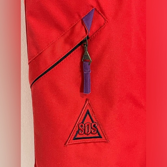 Vintage men ski overall insulated pants pockets size 38 red snowboard trousers - Picture 2 of 12